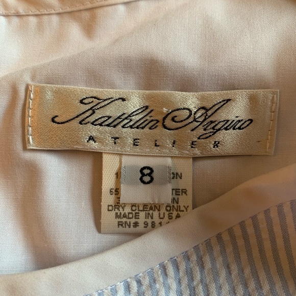 Searsucker Blue/White Size 8 Cotton Dress - Picture 5 of 6